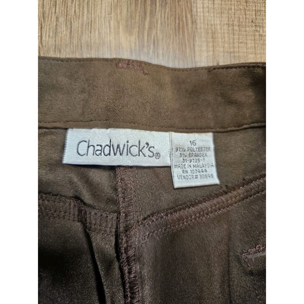 Chadwick's Faux Leather Suede Wide Leg Straight Pants Women's Size 16 Brown - Picture 3 of 6